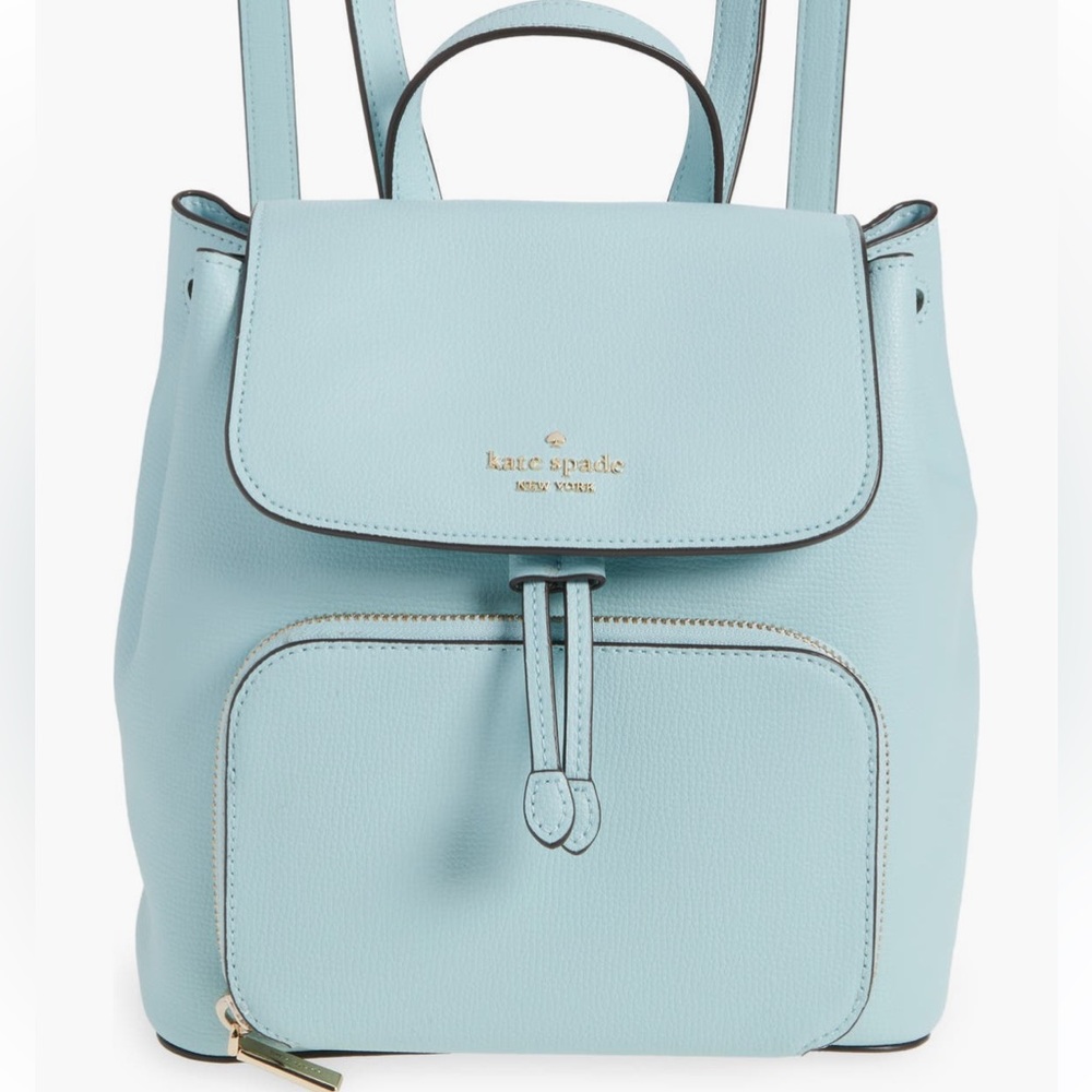 Kate Spade Kristi Medium Flap Backpack Dewey Blue Leather Bag